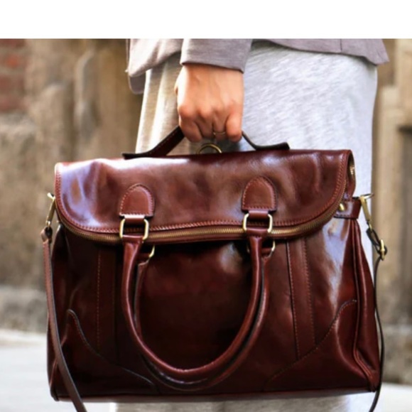 NWOT ALMA MINALO LEATHER HANDBAG/BACKPACK/BRIEFCASE- DARK BROWN - Picture 2 of 16